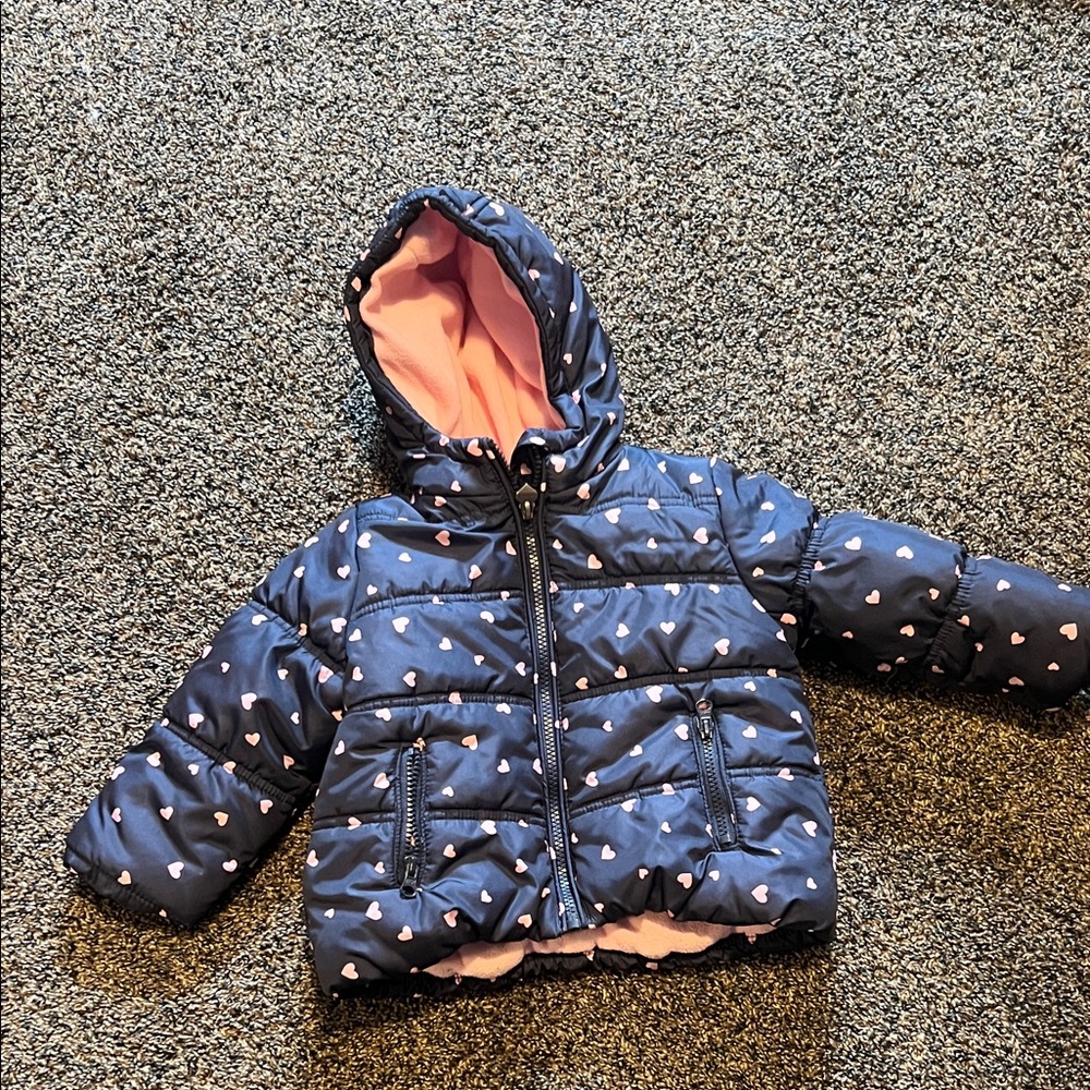 OshKosh B'gosh Dark Blue Jacket with Pink Hearts